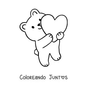 Oso animado con un corazón grande