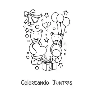 Imagen para colorear de osos enamorados en san valentín