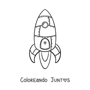 Imagen para colorear de un cohete espacial volando hacia arriba