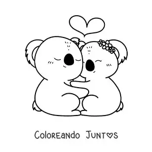 Pareja de koalas kawaii enamorados