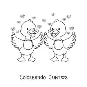 Imagen para colorear de pareja de patos animados enamorados