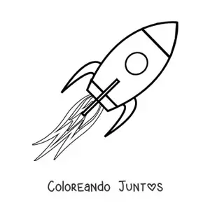 Imagen para colorear de un cohete espacial volando con propulsión