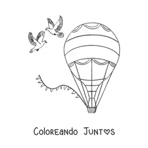 Imagen para colorear de un globo aerostático de boda