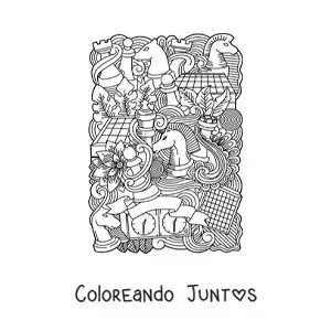 Imagen para colorear de arte de ajedrez