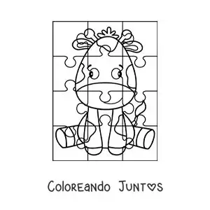 Imagen para colorear de rompecabezas recortable de una jirafa animada