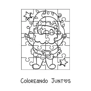 Imagen para colorear de rompecabezas navideño de santa animado