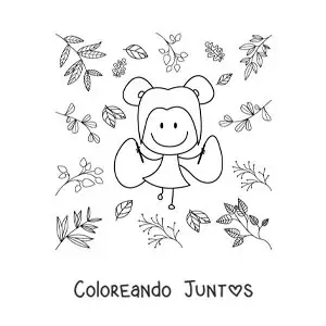 Imagen para colorear de niña animada saltando la cuerda