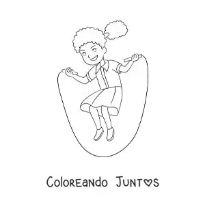 Imagen para colorear de una niña saltando la cuerda
