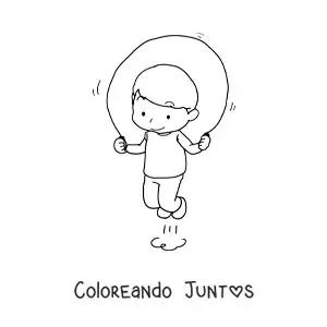 Imagen para colorear de un niño saltando la comba