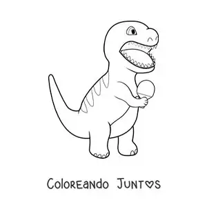 Imagen para colorear de dinosaurio animado jugando tenis de mesa