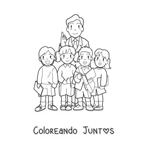 Profesor y alumnos de primaria