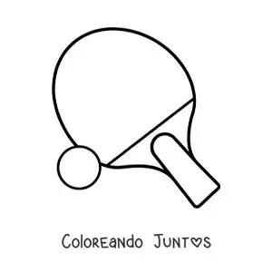 Imagen para colorear de paleta de tenis de mesa y pelota
