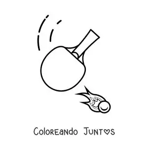 Imagen para colorear de paleta de ping pong golpeando la pelota