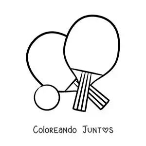 Imagen para colorear de paletas y pelota de ping pong grandes