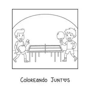 Imagen para colorear de niños en un juego de tenis de mesa