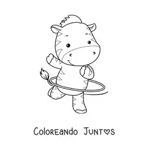 Imagen para colorear de cebra animada con aro hula hula