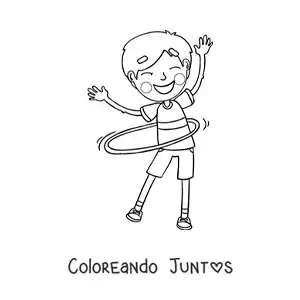Imagen para colorear de niño girando con un hula hula