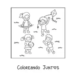 Imagen para colorear de niña en el parque con un hula hula