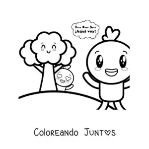 Imagen para colorear de caricatura de patos animados jugando al escondite