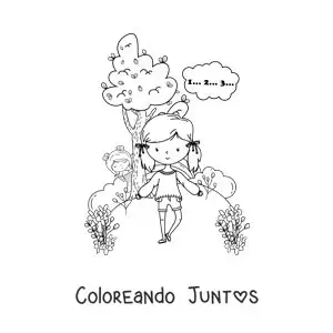 Imagen para colorear de dos niñas jugando a las escondidillas