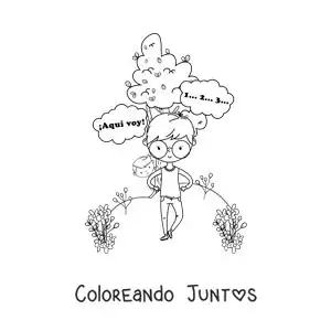 Imagen para colorear de niños en el juego del escondite en el parque