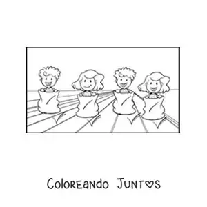 Imagen para colorear de niños jugando en una carrera de sacos