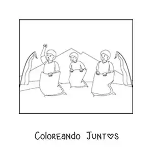 Imagen para colorear de hombres en una carrera de sacos