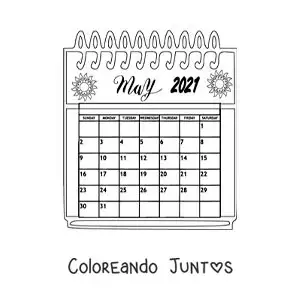 Imagen para colorear de calendario de mayo