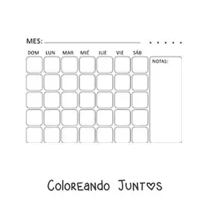 Imagen para colorear de calendario para imprimir en inglés