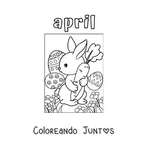 Imagen para colorear de april con el conejo de pascua