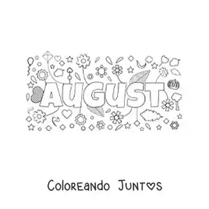 Imagen para colorear de agosto en inglés con flores