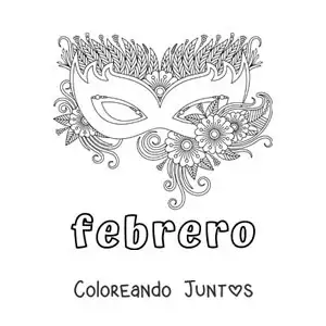 Imagen para colorear de febrero con una máscara de carnaval