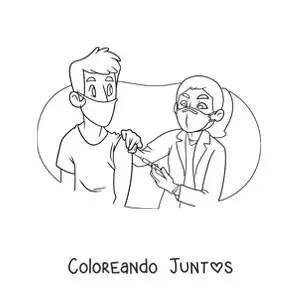 Imagen para colorear de una doctora vacunando a un paciente