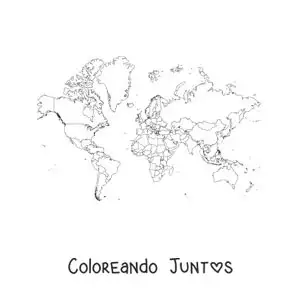 Imagen para colorear de mapamundi político de mercator