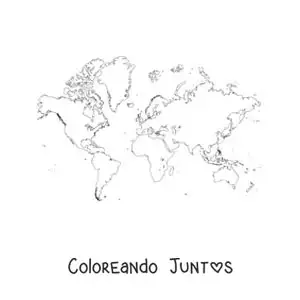 Imagen para colorear de proyección del mapamundi de mercator