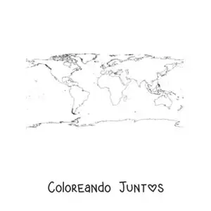 Imagen para colorear de mapa del mundo con proyección equirectangular