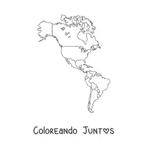 Imagen para colorear de mapa del continente americano sin nombres