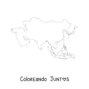 Imagen para colorear de mapa político de Asia sin nombres