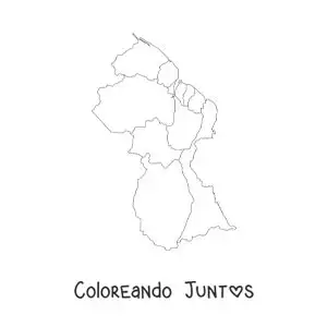 Imagen para colorear de mapa político de Guyana