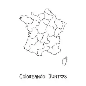 Imagen para colorear de mapa político de Francia