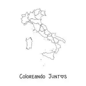 Imagen para colorear de mapa político de Italia