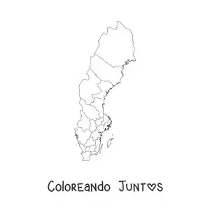 Imagen para colorear de mapa político de Suecia
