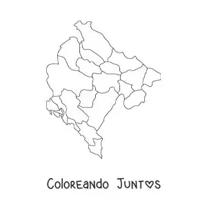 Imagen para colorear de mapa político de Montenegro