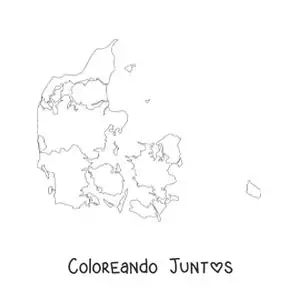 Imagen para colorear de mapa político de Dinamarca