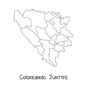 Imagen para colorear de mapa político de Bosnia y Herzegovina