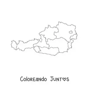 Imagen para colorear de mapa político de Austria