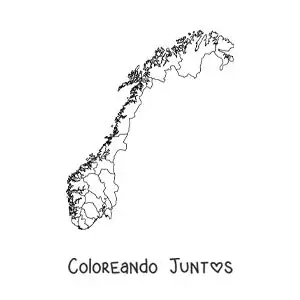 Imagen para colorear de mapa político de Noruega