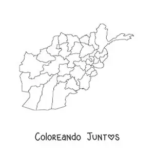 Imagen para colorear de mapa político de Afganistán