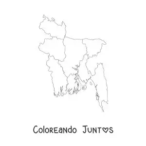 Imagen para colorear de mapa político de Bangladesh
