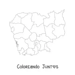Imagen para colorear de mapa político de Camboya